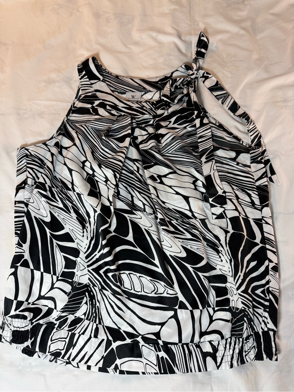 Worthington Black & White Abstract Sleeveless Blouse Size Large
